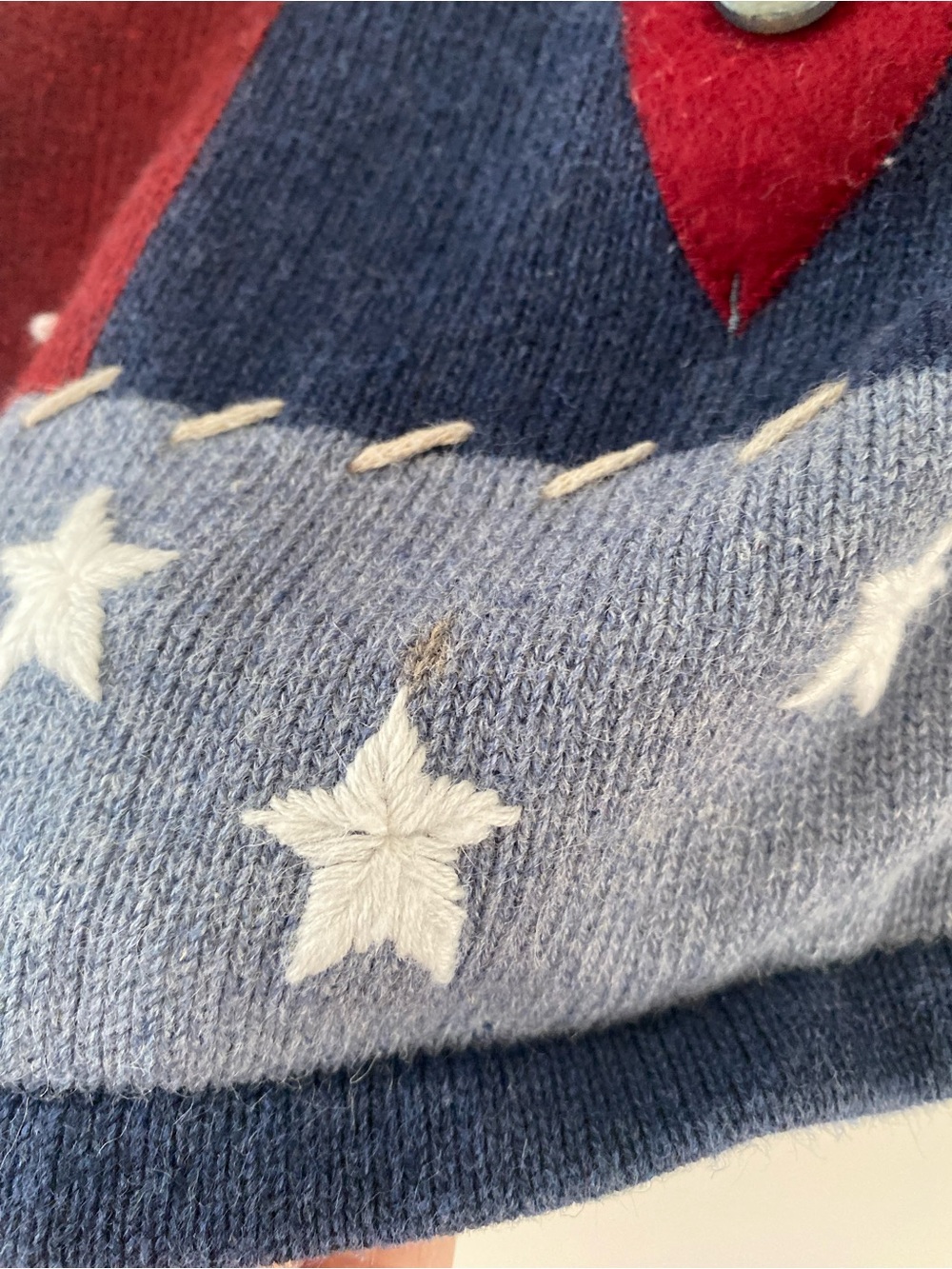Vintage 90s Y2K Croft & Barrow Americana Patchwork Cardigan Vest Top L Patriotic - Picture 13 of 13